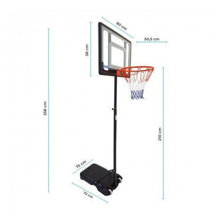 Panier de Basket sur Pied Mobile "Orlando" Hauteur Réglable de 1.6m à 2.10m